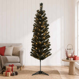 Vidaxl kunstmatige slanke kerstboom 150 cm 150 led's warmwit