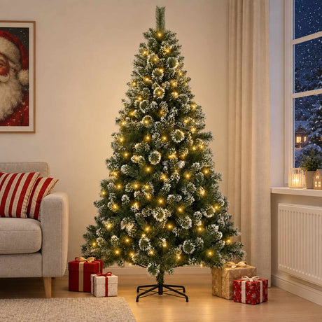 Vidaxl kunstkerstboom 150 cm 150 led's warmwit pvc en metaal groen