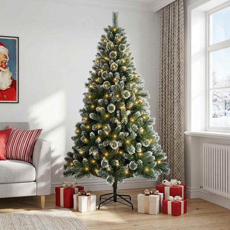 Vidaxl kunstkerstboom 150 cm 150 led's warmwit pvc en metaal groen