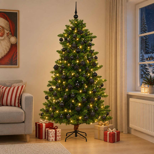 Vidaxl kunstkerstboom met ballen 180 cm 300 led's warmwit