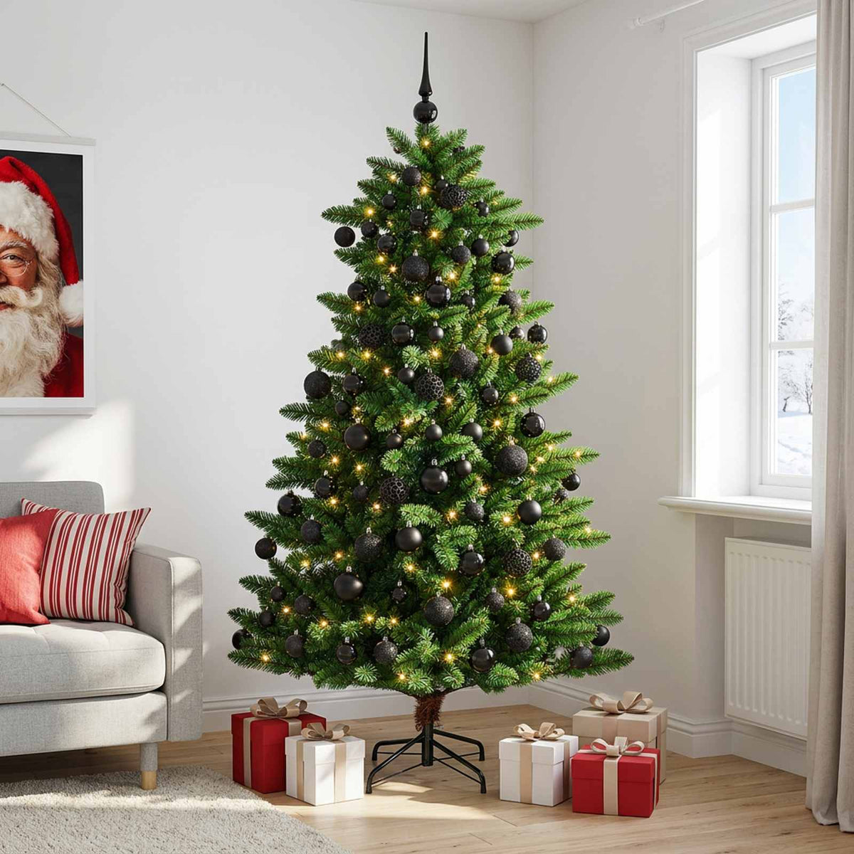 Vidaxl kunstkerstboom met ballen 180 cm 300 led's warmwit