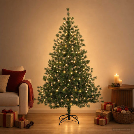 Vidaxl kunstmatige inklapbare kerstboom 150 cm 150 led's warmwit