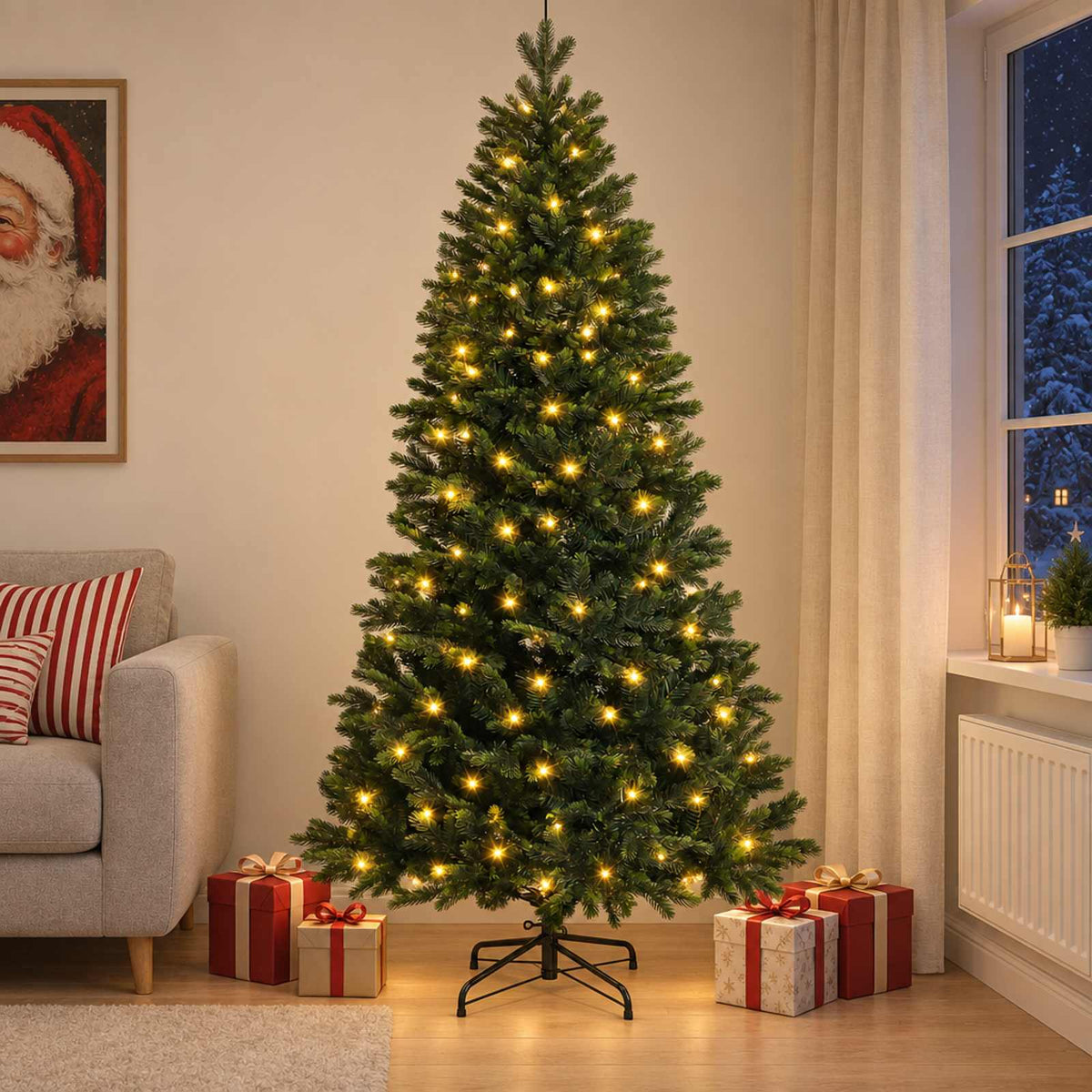 Vidaxl kunstmatige inklapbare kerstboom 150 cm 150 led's warmwit
