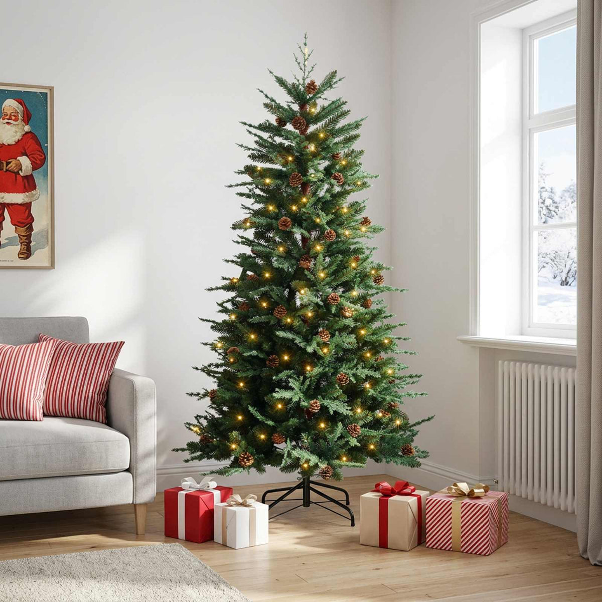 Vidaxl kunstmatige inklapbare kerstboom 150 cm 150 led's warmwit