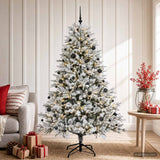 Vidaxl kunstkerstboom met kerstbal 150 cm 150 led's warmwit