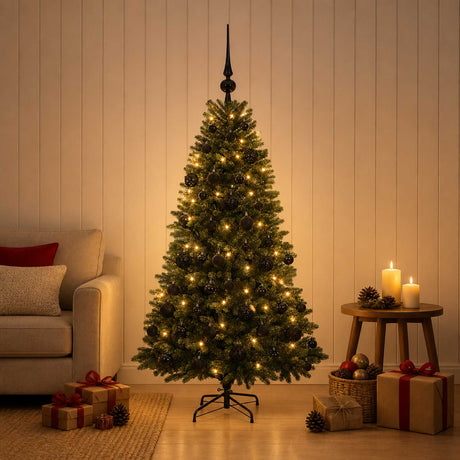 Vidaxl kunstkerstboom met ballen 150 cm 150 led's warmwit