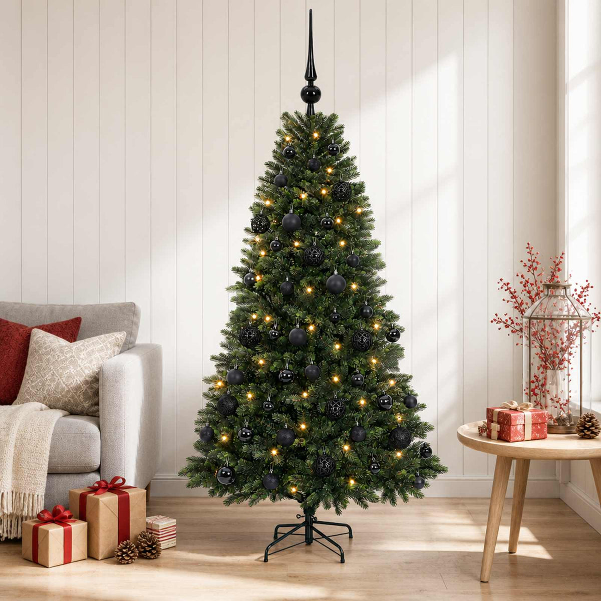 Vidaxl kunstkerstboom met ballen 150 cm 150 led's warmwit