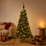 Vidaxl kunstkerstboom met kerstbal 150 cm 150 led's warmwit
