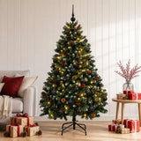 Vidaxl kunstkerstboom groen met kerstballen 150 cm 150 led's warmwit