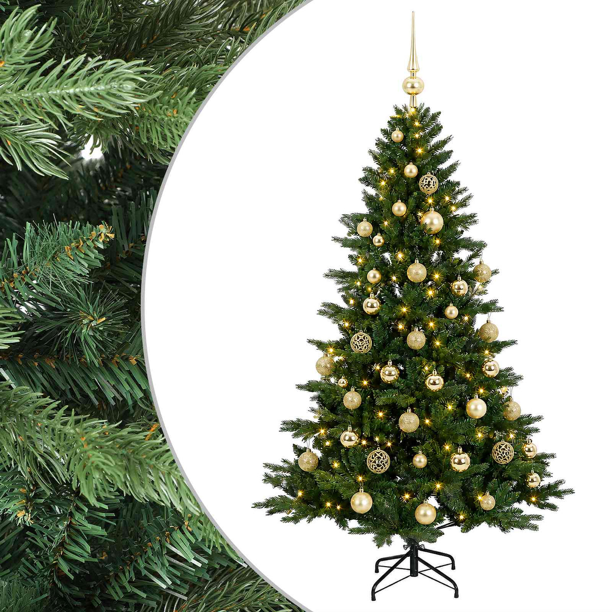 Vidaxl kunstkerstboom met kerstbal 120 cm 150 led's warmwit