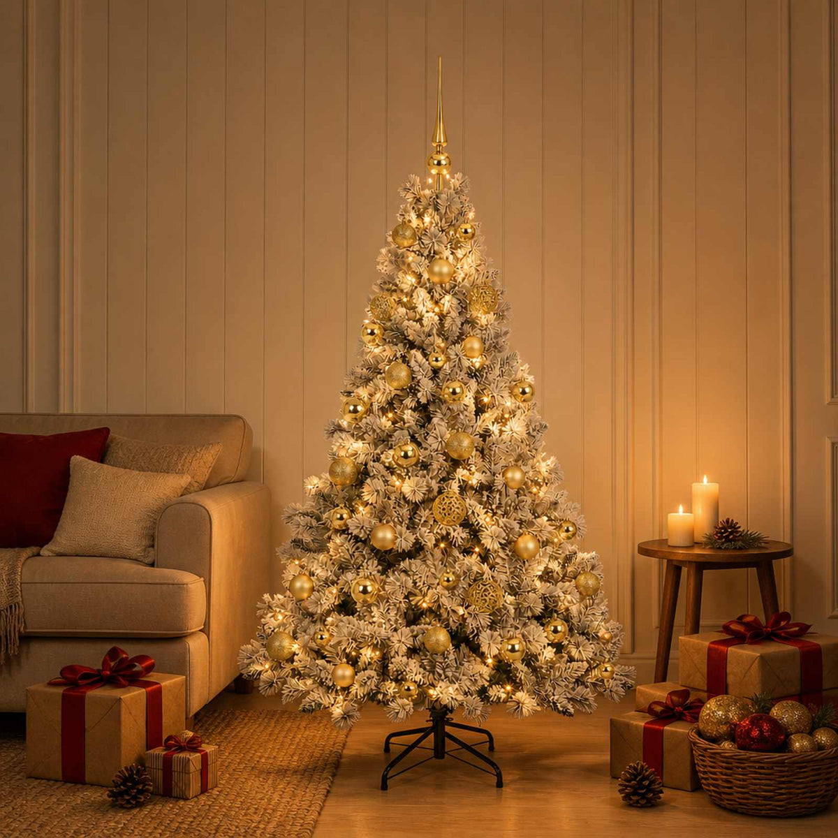 Vidaxl kunstkerstboom met ballen 120 cm 150 led's warmwit