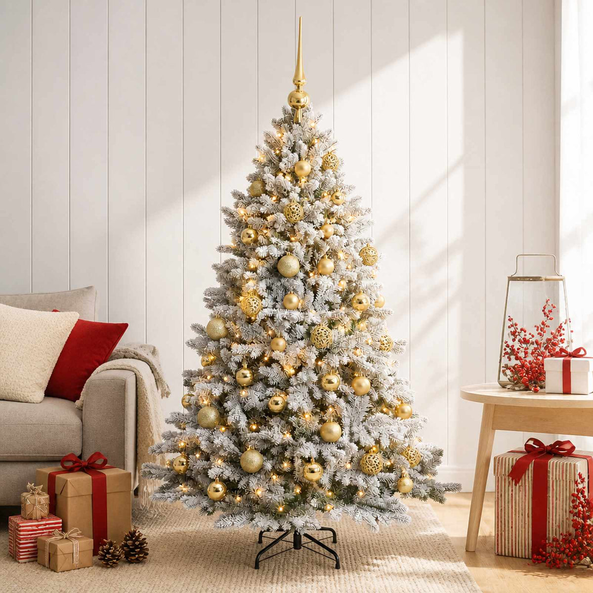 Vidaxl kunstkerstboom met kerstbal 150 cm 150 led's warmwit