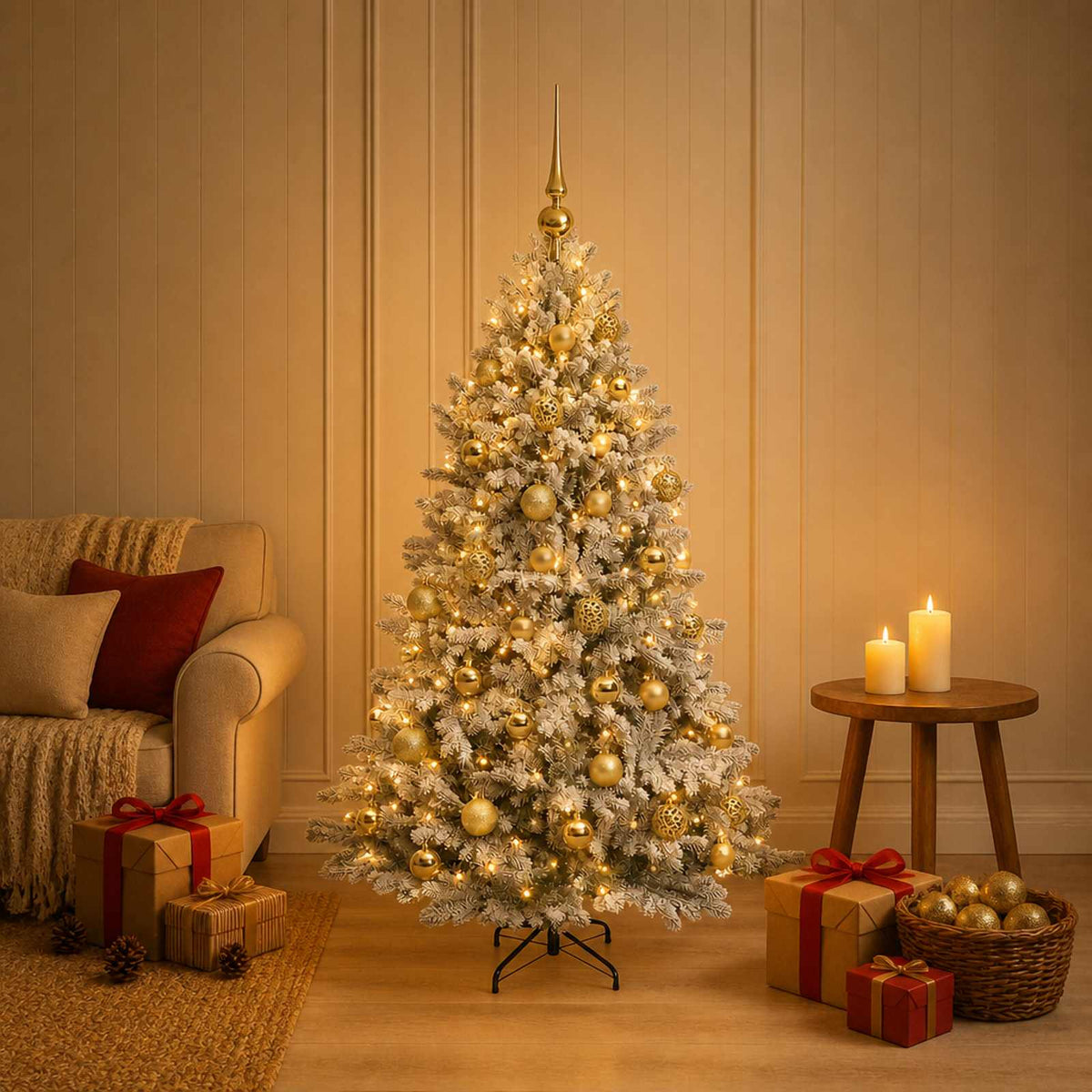 Vidaxl kunstkerstboom met kerstbal 150 cm 150 led's warmwit