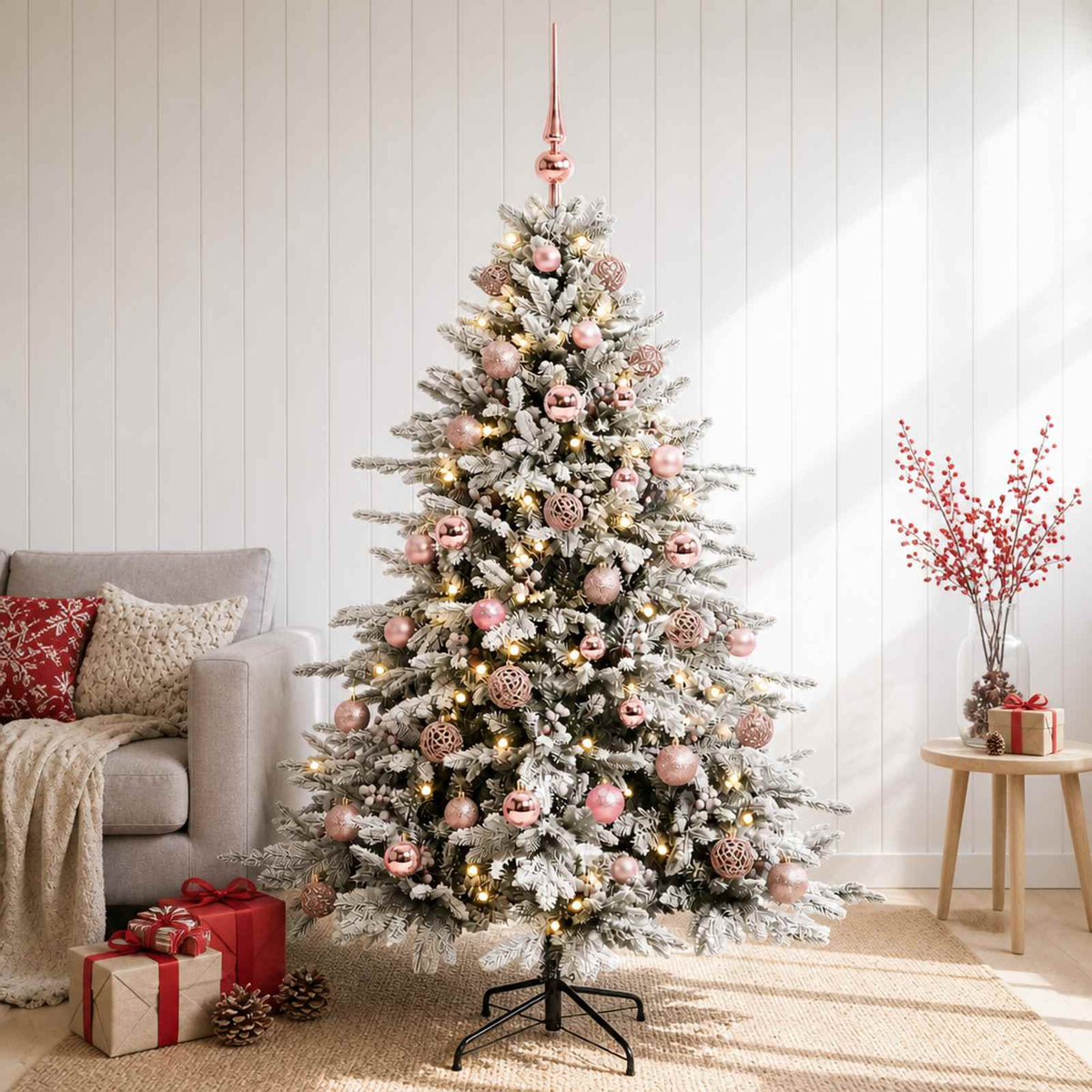 Vidaxl kunstkerstboom met kerstbal 120 cm 150 led's warmwit