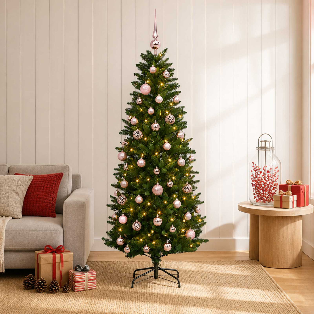 Vidaxl kunstkerstboom met ballen 120 cm 150 led's warmwit pe en pvc
