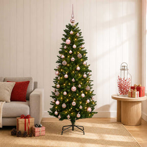 Vidaxl kunstkerstboom met ballen 150 cm 150 led's warmwit pe en pvc