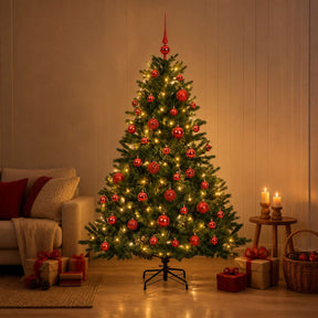 Vidaxl kunstkerstboom met kerstbal 120 cm 150 led's warmwit