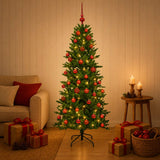 Vidaxl kunstkerstboom met kerstbal 120 cm 150 led's warmwit pvc en pe