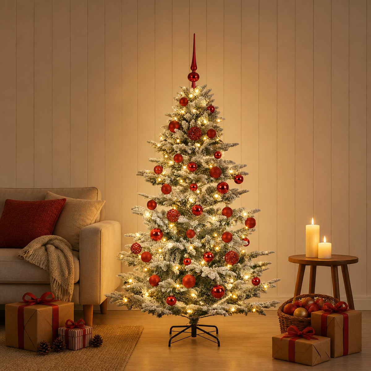 Vidaxl kunstkerstboom met kerstbal 150 cm 150 led's warmwit pe pvc