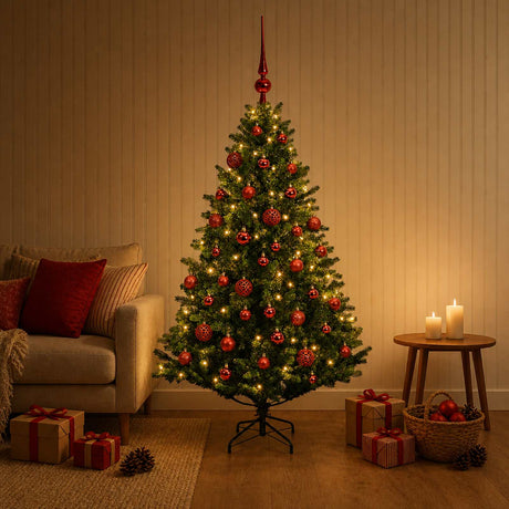 Vidaxl kunstkerstboom met ballen 150 cm 150 led's warmwit