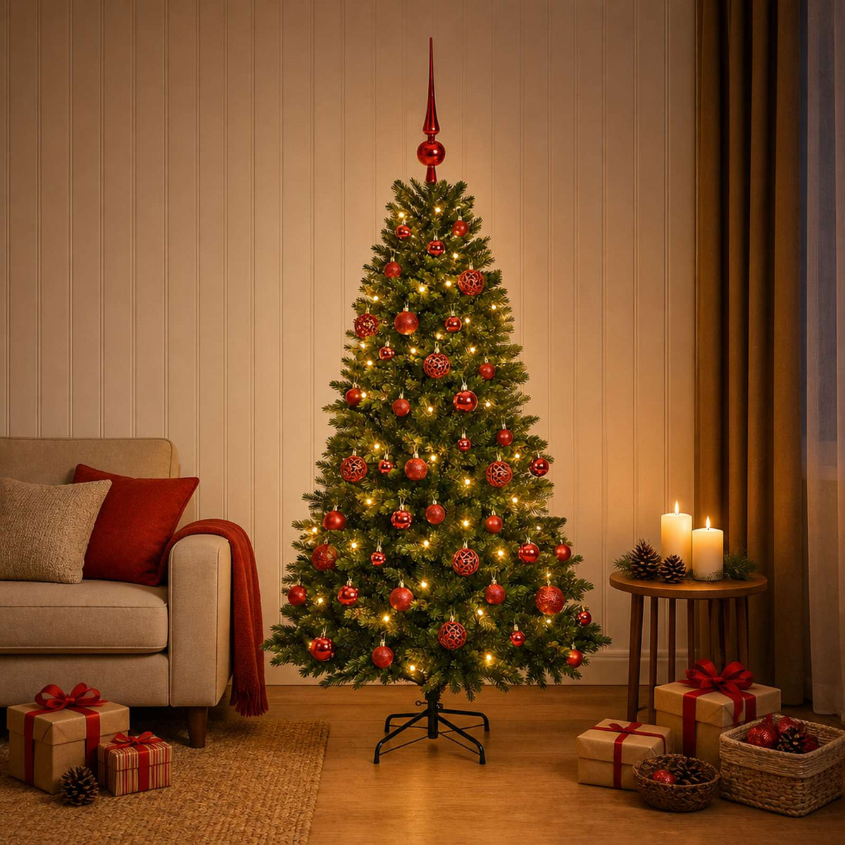 Vidaxl kunstkerstboom met ballen 120 cm 150 led's warmwit