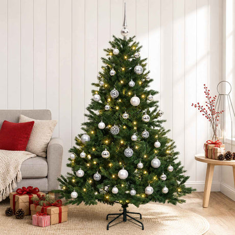 Vidaxl kunstkerstboom met kerstbal 150 cm 150 led's warmwit
