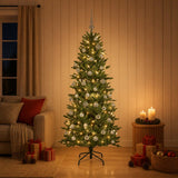 Vidaxl kunstkerstboom met kerstbal 120 cm 150 led's warmwit pvc en pe