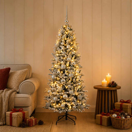 Vidaxl kunstkerstboom met kerstbal 120 cm 150 led's warmwit pvc en pe