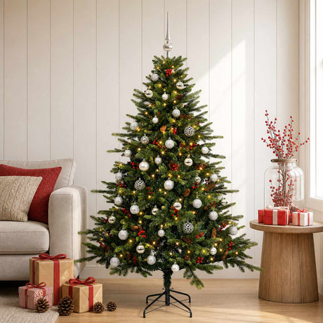 Vidaxl kunstkerstboom met kerstbal 120 cm 150 led's warmwit