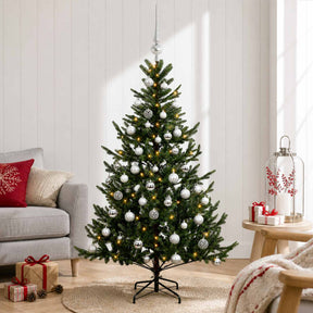 Vidaxl kunstkerstboom met kerstbal 120 cm 150 led's warmwit