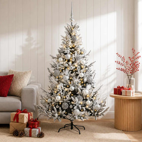 Vidaxl kunstkerstboom met kerstbal 120 cm 150 led's warmwit