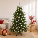 Vidaxl kunstkerstboom met kerstbal 150 cm 150 led's warmwit