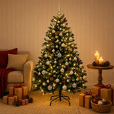 Vidaxl kunstkerstboom groen met kerstballen 150 cm 150 led's warmwit