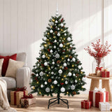 Vidaxl kunstkerstboom groen met kerstballen 150 cm 150 led's warmwit