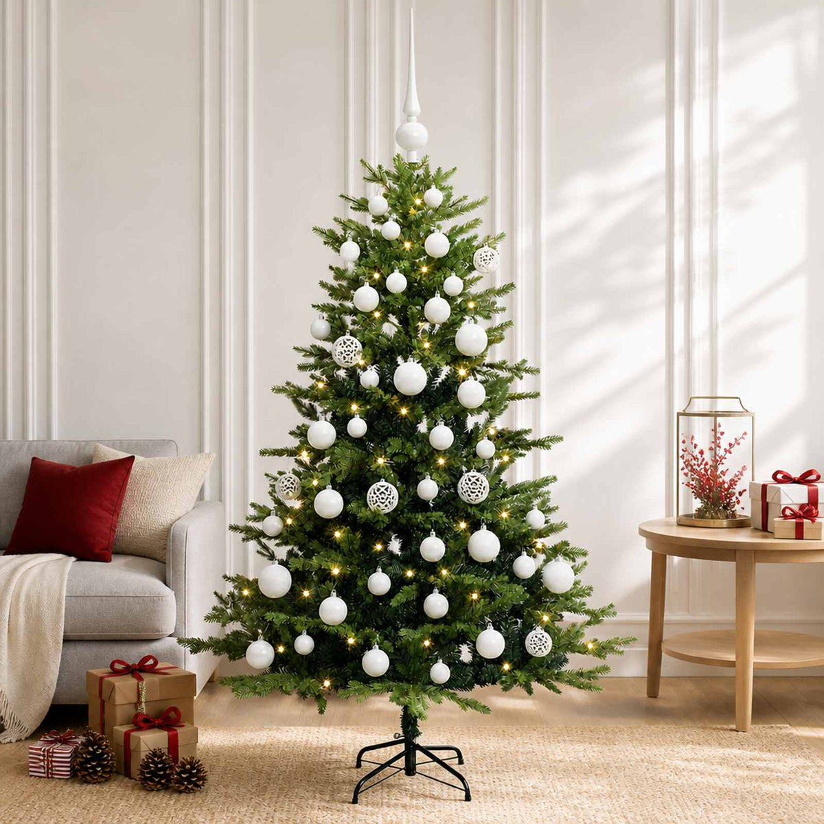 Vidaxl kunstkerstboom met ballen 120 cm 150 led's warmwit