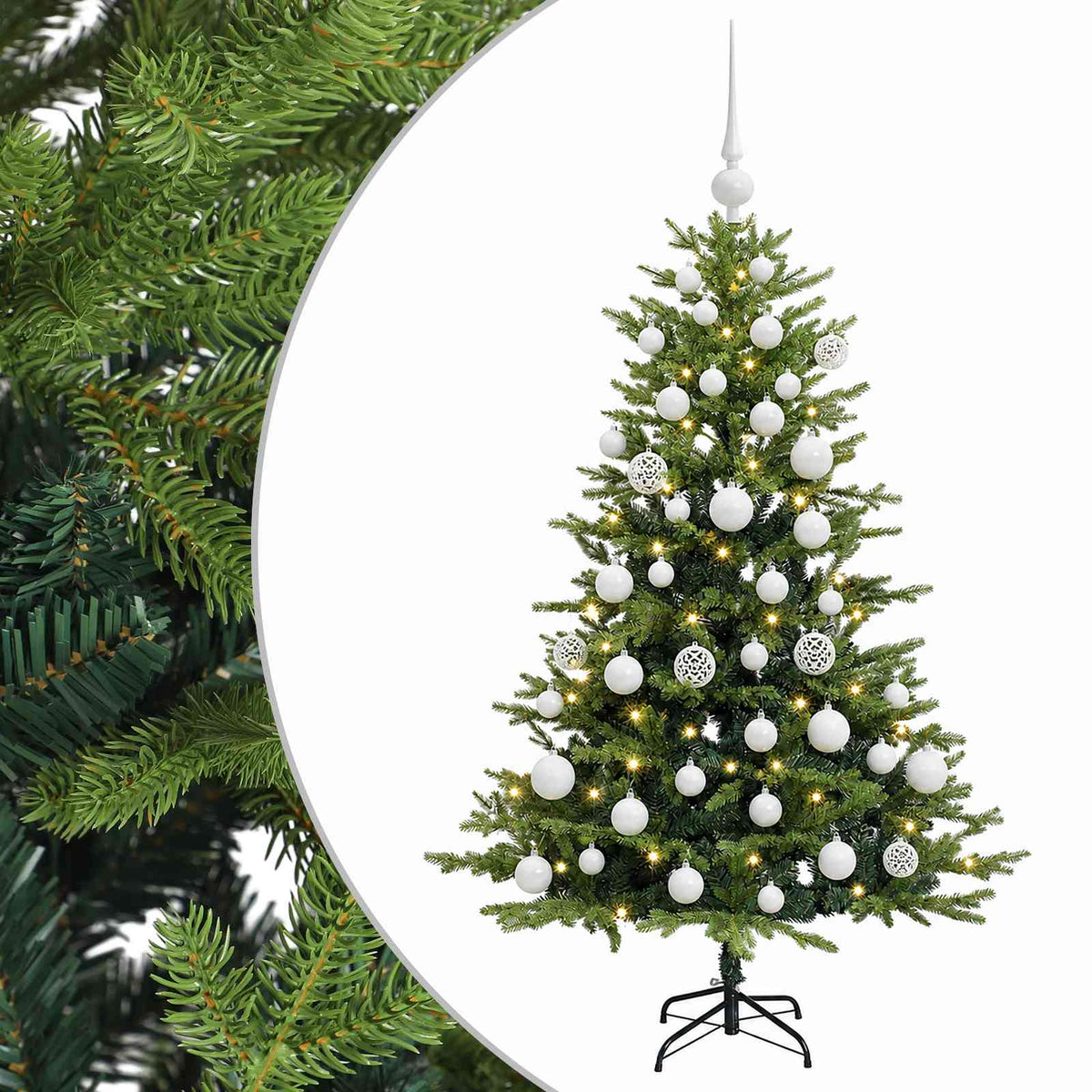 Vidaxl kunstkerstboom met ballen 150 cm 150 led's warmwit