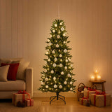 Vidaxl kunstkerstboom met kerstbal 120 cm 150 led's warmwit pvc en pe