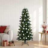 Vidaxl kunstkerstboom met kerstbal 120 cm 150 led's warmwit pvc en pe