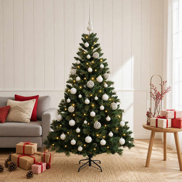 Vidaxl kunstkerstboom met ballen 120 cm 150 led's warmwit