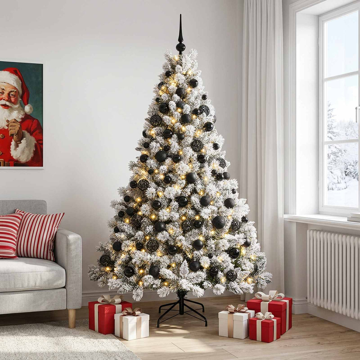 Vidaxl kunstkerstboom met ballen 180 cm 300 led's warmwit
