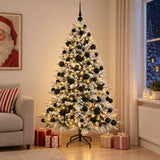Vidaxl kunstkerstboom met kerstbal 180 cm 300 led's warmwit