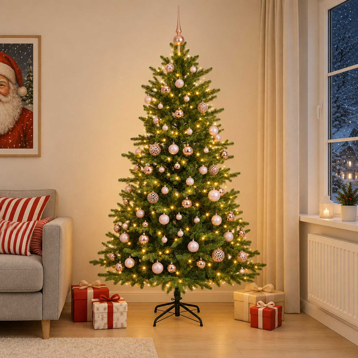 Vidaxl kunstkerstboom met ballen 180 cm 300 led's warmwit