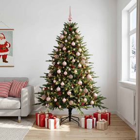 Vidaxl kunstkerstboom met kerstbal 210 cm 300 led's warmwit