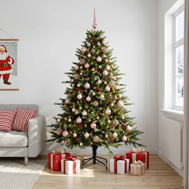 Vidaxl kunstkerstboom met kerstbal 210 cm 300 led's warmwit