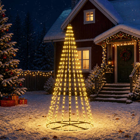 Vidaxl led kerstboom 235 cm 500 led's warmwit ijzer zwart