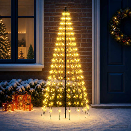 Vidaxl led kerstboom 165 cm 270 led's warmwit ijzer zwart