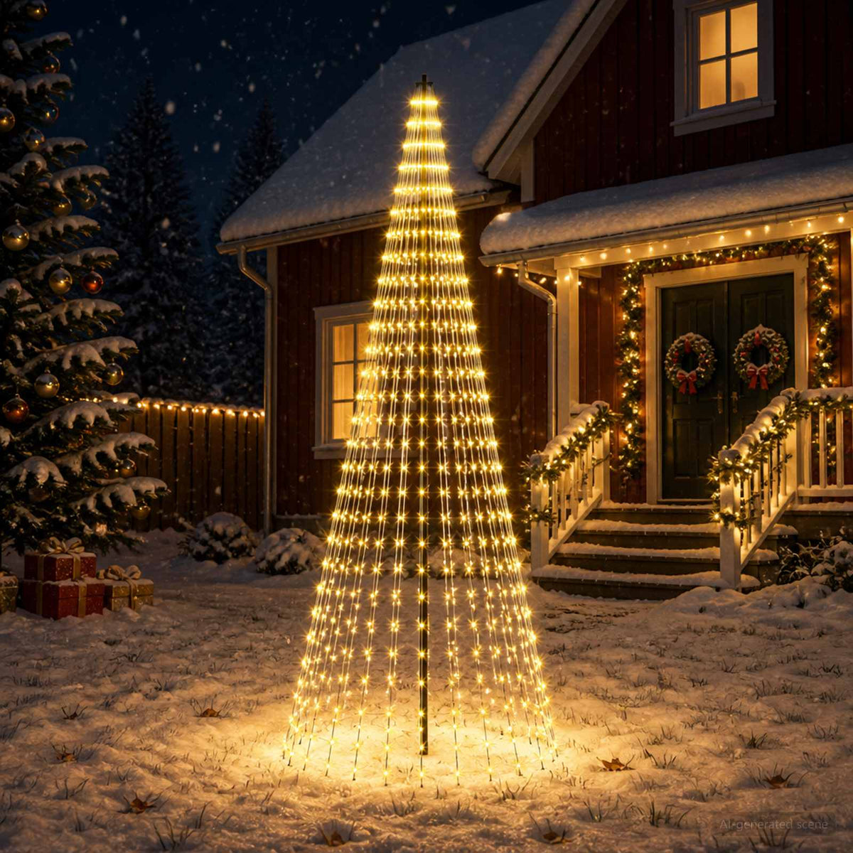 Vidaxl led kerstboom 285 cm 744 led's warmwit ijzer zwart