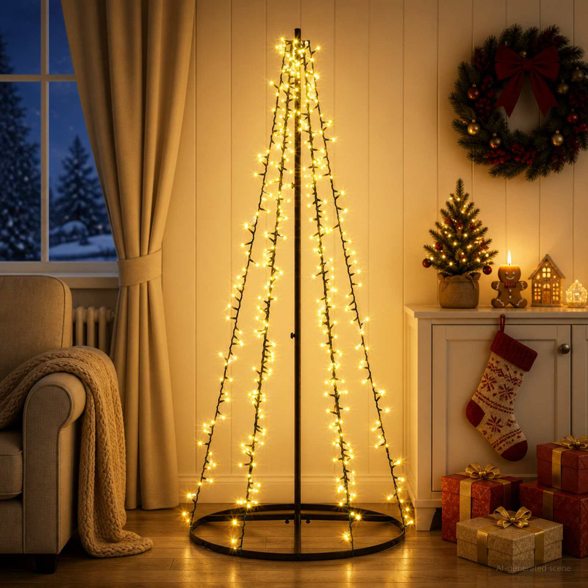 Vidaxl led kerstboom 165 cm 540 led's warmwit staal zwart
