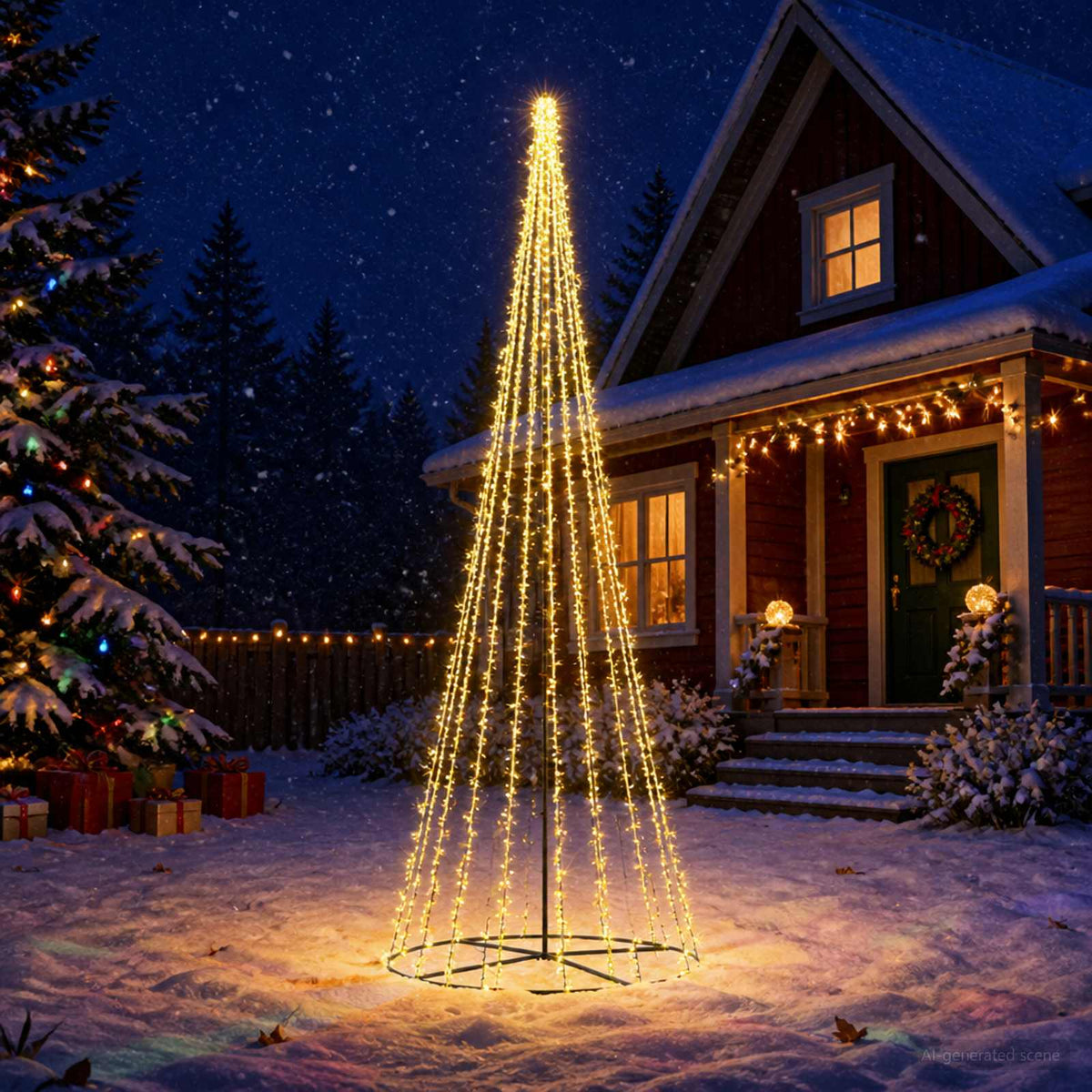 Vidaxl led kerstboom 485 cm 3000 led's warmwit staal zwart