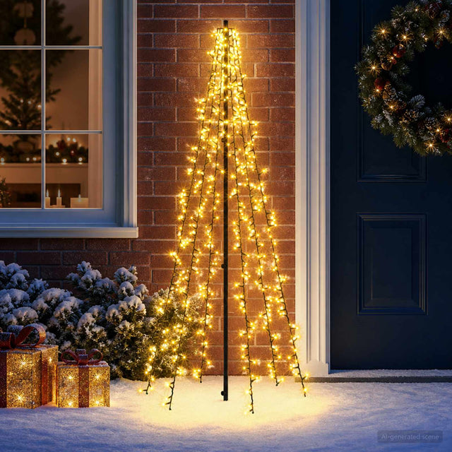 Vidaxl led kerstboom 165 cm 540 led's warmwit staal zwart